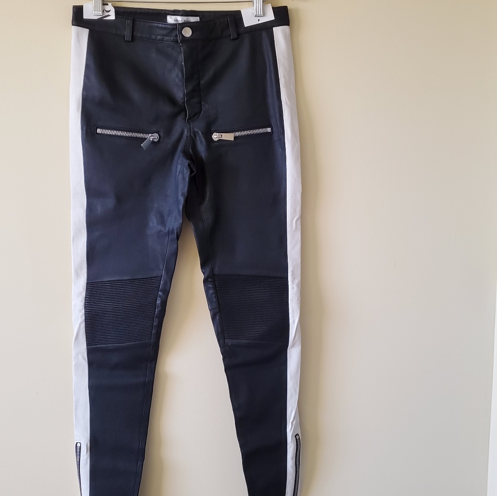 Anine bing Ryder white stripe black leather pants - Picture 3 of 6